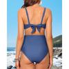 CHARMLEAKS Maternity Swimsuit Women Two Piece High Waist Bikini Scallop Trim Bathing Suit Pregnancy Swimwear