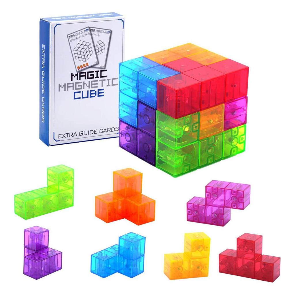 Magnetic Rubik's Cube Blocks Soma Cube Children's Magnetic Cube Magnet Iron Suction Puzzle Toys Lupin Block
