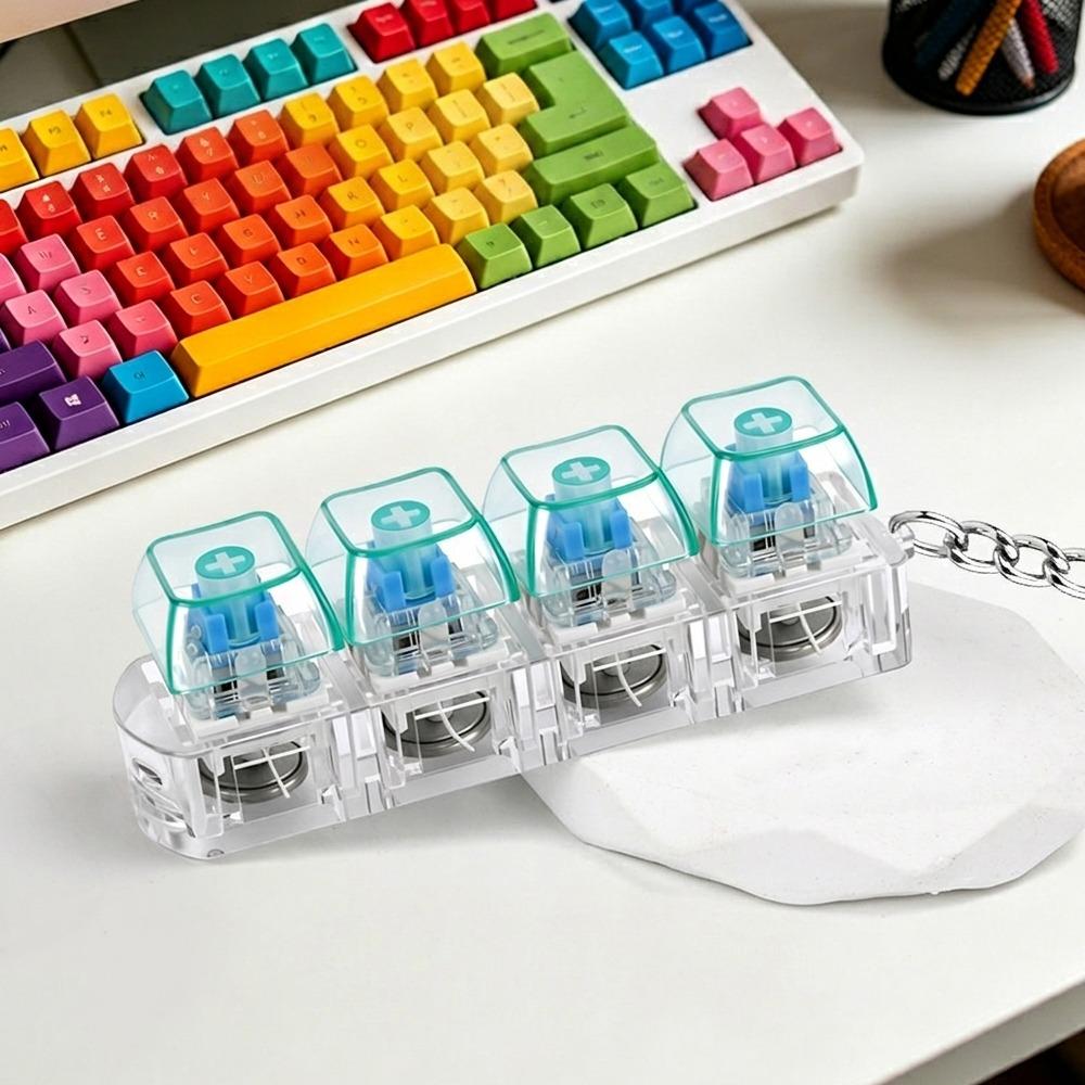 Transparent Mechanical Switch Keyboard 4 Keys Keyboard Fidget Clicker  Home Use