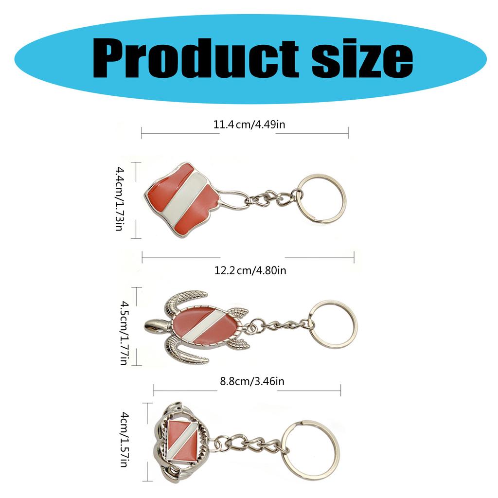 Sturdy Scuba Flag Themed Key Holder Zinc Alloy Keychain Fashionable Sea Creature Keyring Bag Accessory for Travelers