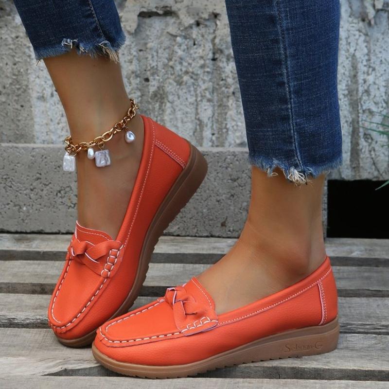 Damen Flache Lederschuhe Sommer Modisch Bequem Elegant Loafer Große Größe Outdoor Freizeitschuhe