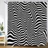 Black And White Geometry Print Bath Curtain Simple Art Abstract Waterproof Shower Curtains For Bathroom With 12Pcs Plastic Hooks