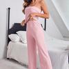 summer purple sling Pajamas Set Women pants and Sleeveless tops Sleepwear Set young Girls solid Loungewear Homewear Pyjamas