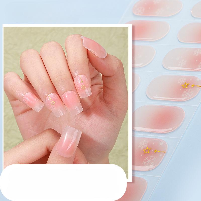New French Gel Manicure Stickers 3D Lighting Semi-cured Nail Stickers