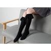 Lolita Girls Lace Pile Socks, Medium Tube Socks, Velvet Calf Socks, Black and White Over Knee