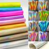 Hologram opalizujący tęczowy lustrzany Faux PU skóra syntetyczna laserowa tkanina ze sztucznej skóry Craft Cloth DIY łuki Making kolczyk