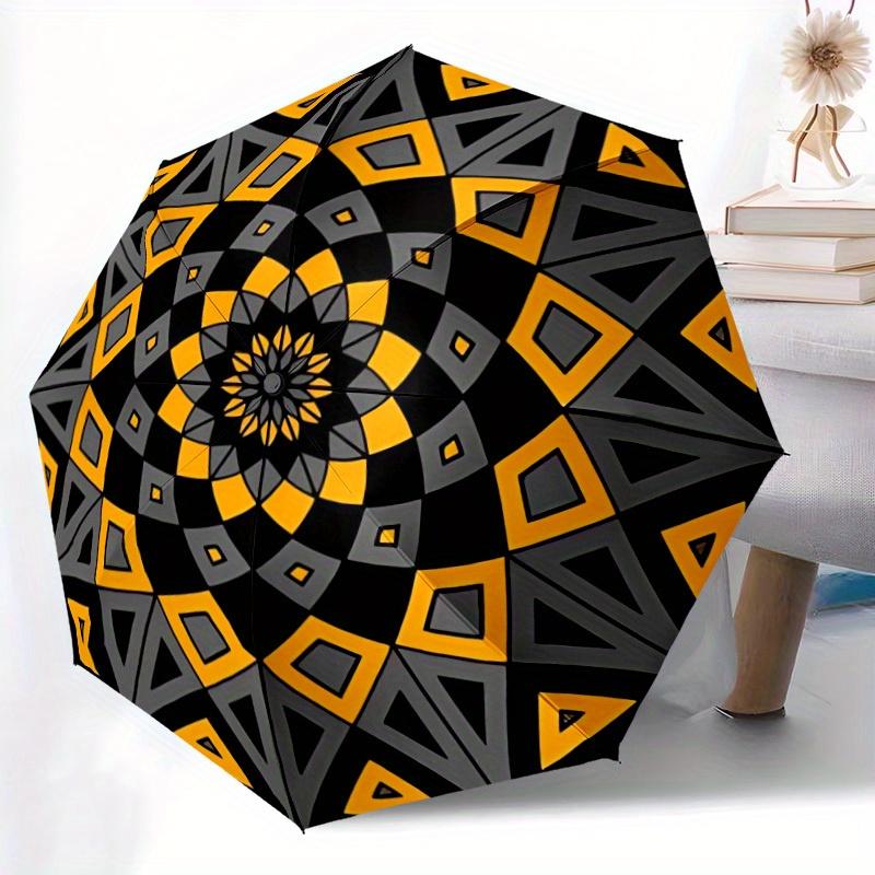 1pc Kaleidoscope Pattern Automatic Folding Umbrella, Portable & Foldable Design with 8 Ribs, Casual Outdoor Accessory Halloween and Christma
