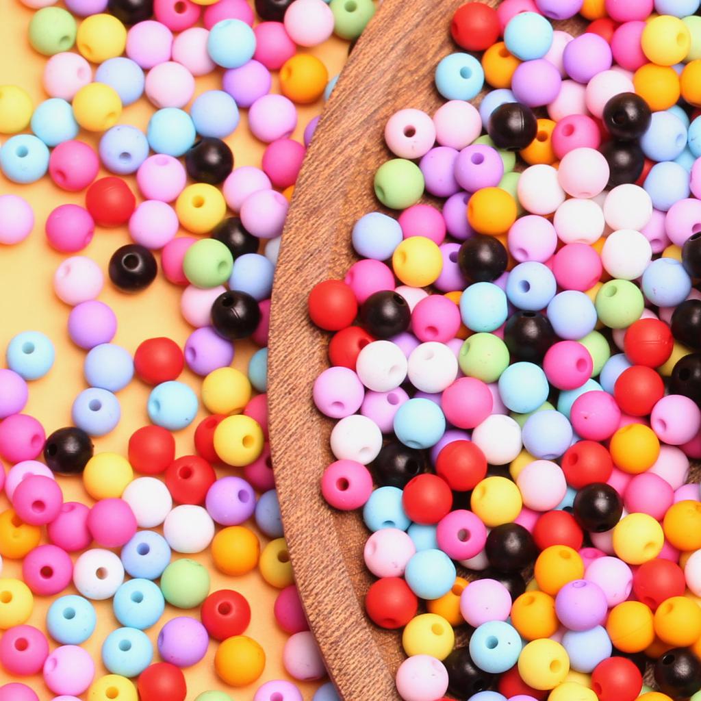 Home Party Supplies Bracelet Jewelry Making 100Pcs Spacer Acrylic Beads 6mm Frosted Beads Solid color DIY Findings Charms