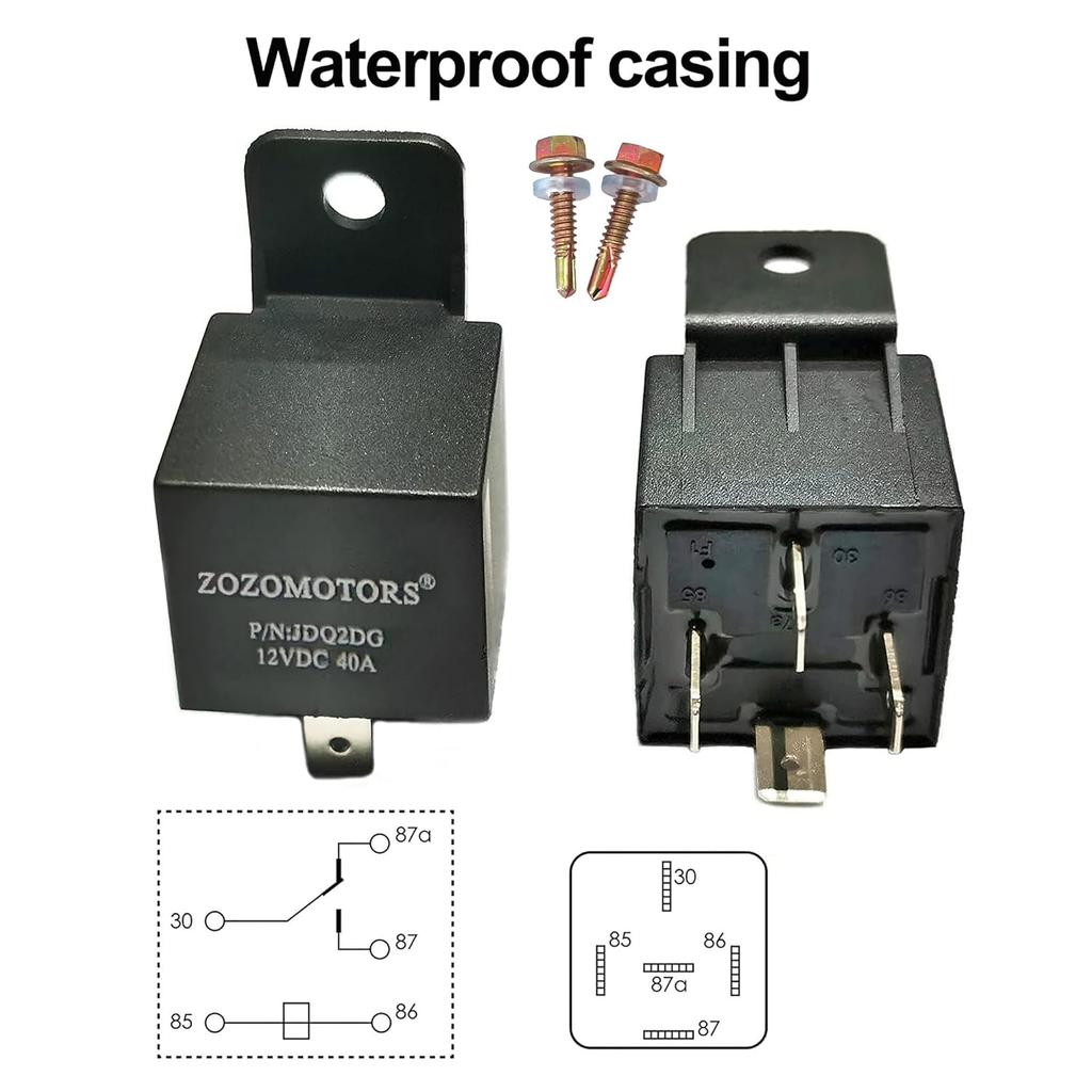Dual Electric Fan Relay Kit Radiator Electric Cooling Fan Thermostat Kit Temperature Sensor Switch 185 On 175 Off, 40 AMP Waterproof Relay Kit