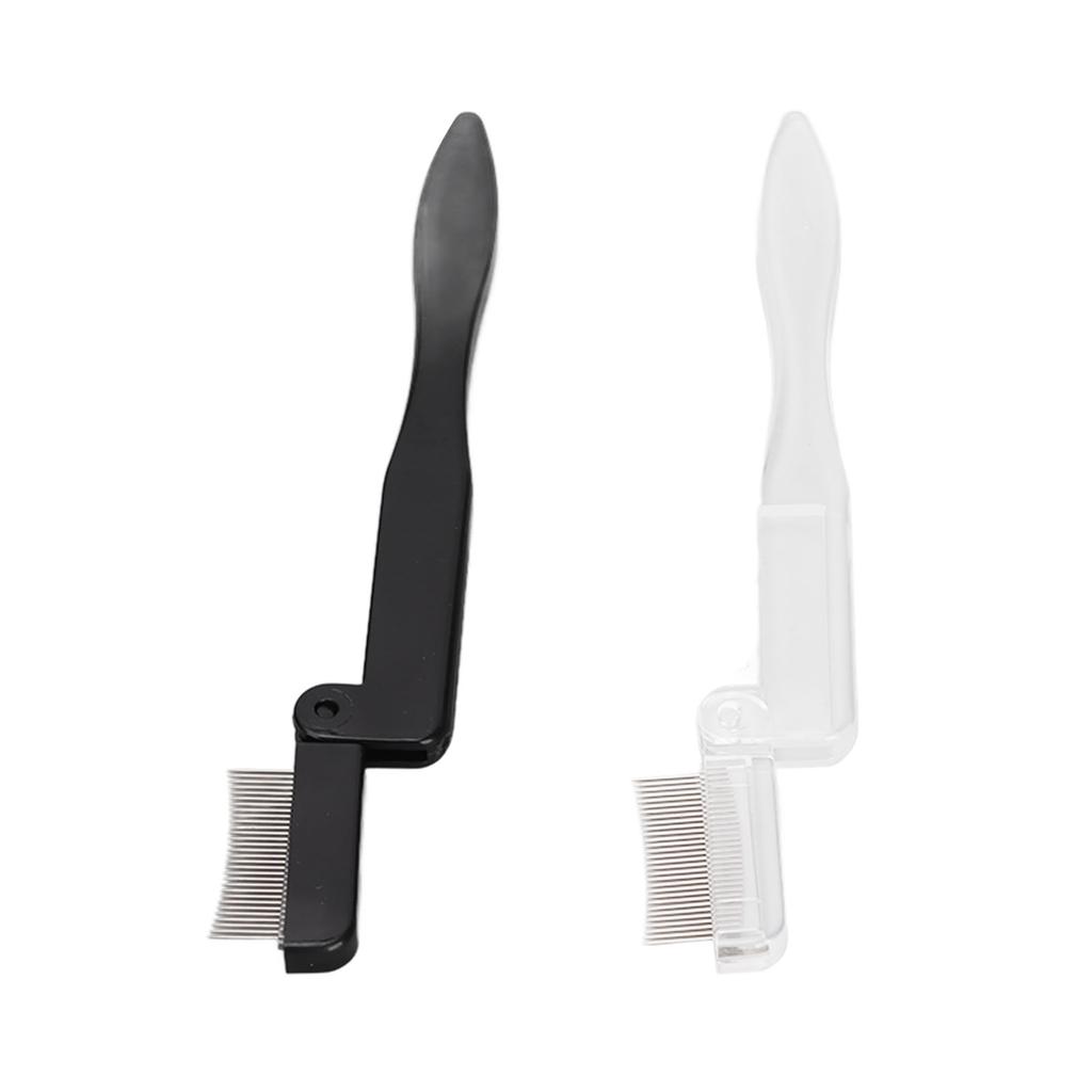 Eyelash Comb Foldable Stainless Steel Teeth Mascara Applicator Eyebrow Grooming Brush 2pcs