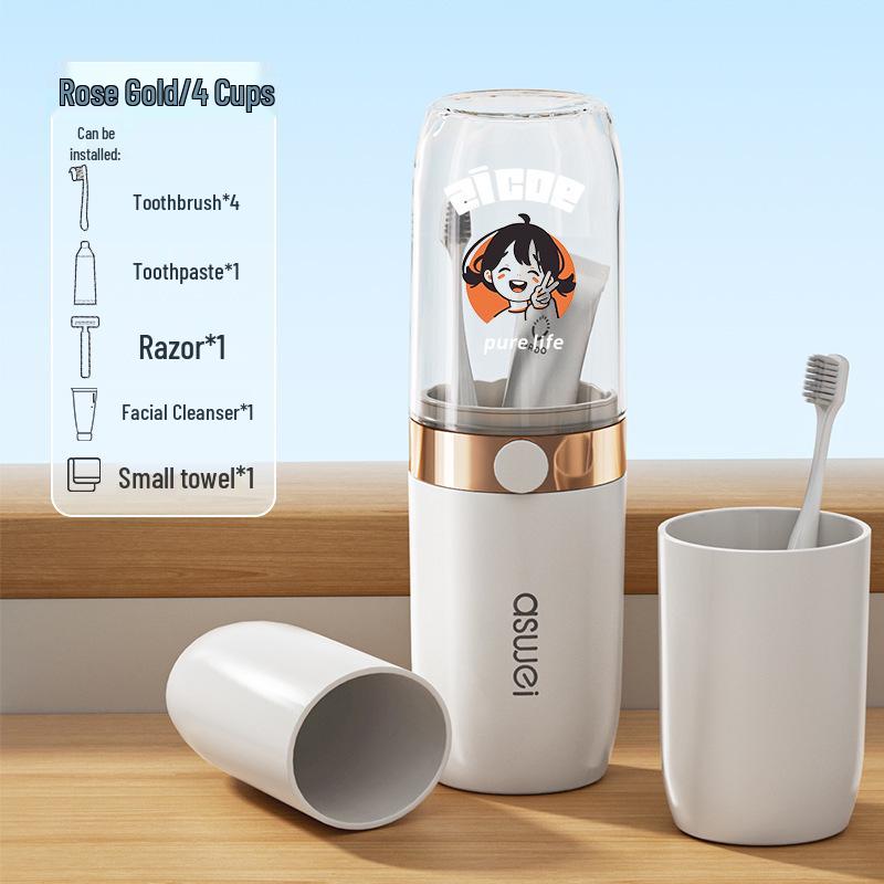 Portable Travel Toothbrush Set: Wash Cup & Holder with Storage