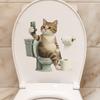 Funny Cat Playing Mobile Phone on Toilet Self Adhesive Wall Sticker Home Bathroom Decor