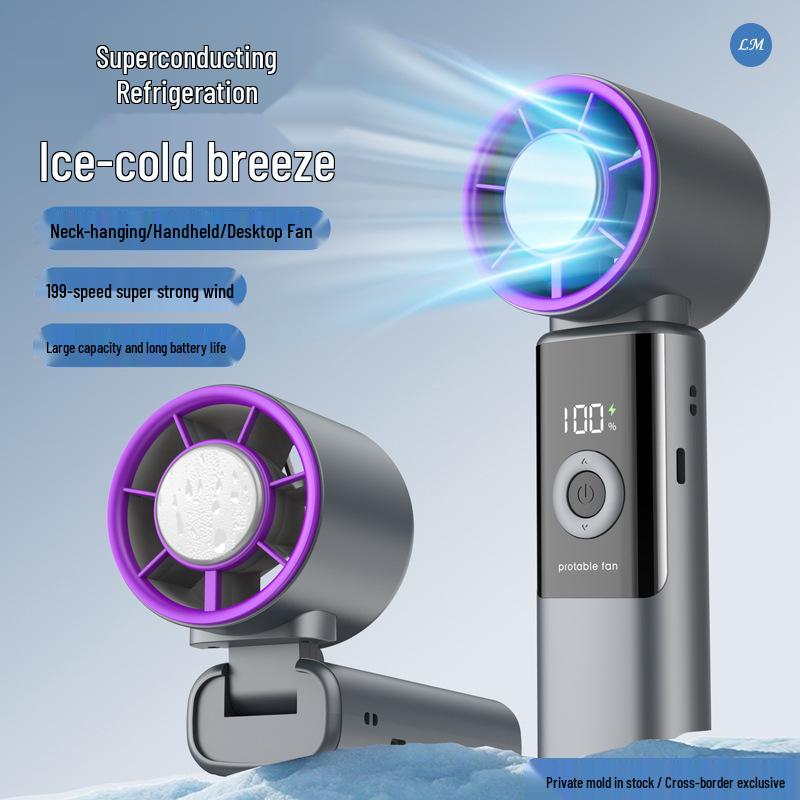 Portable Foldable Mini Handheld Fan with High-Speed Turbine and Semiconductor Cooling for 2026 Outdoor Use