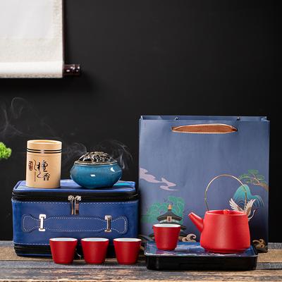Coarse Pottery Travel Set, Practical Ceramic Cooling Pot, Kung Fu Tea Set, a Complete Set of Creative and Practical Business Gifts for Customers