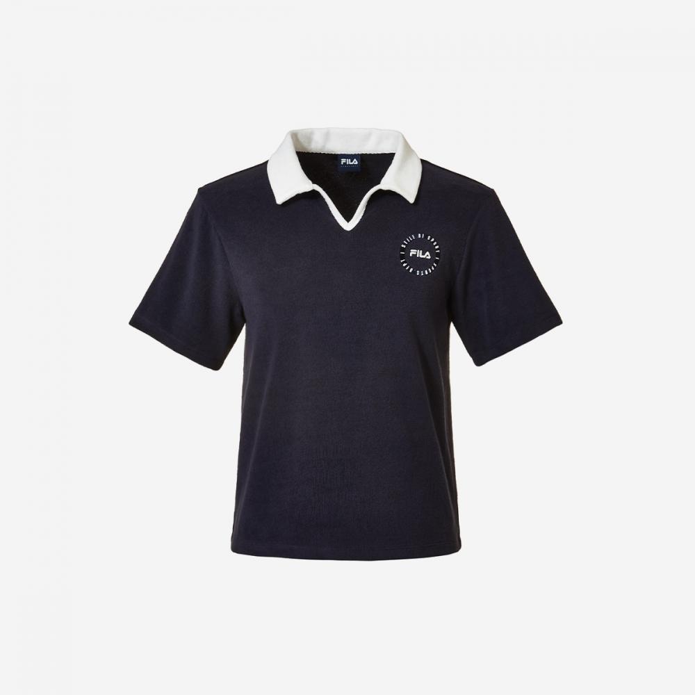 

Fila Woman CoTTon Terry Collar T shirT fs2Tsg2452f Ina 90