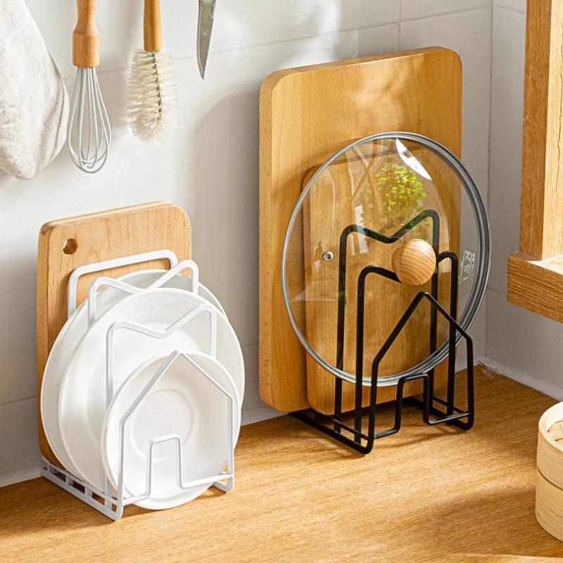 1PC Expandable Stainless Steel Kitchen Cabinet Organizer for Pots Pans Lid Storage Rack Cutting Board Drying Shelf Cookware
