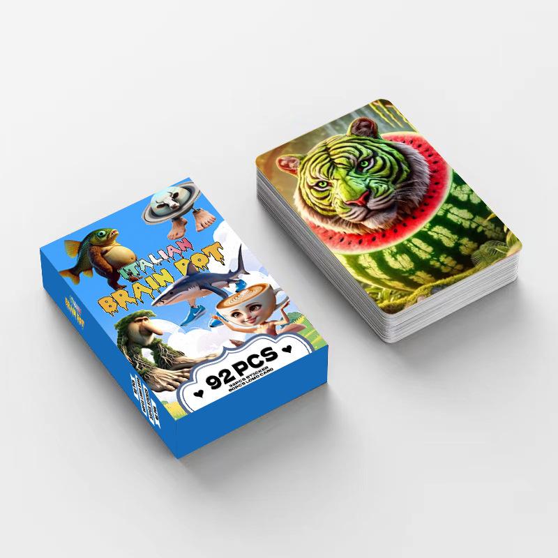 92pcs/set Italian Brainrot Cards Tung Tung Tung Sahur Tralalero Tralala Collectible Card for Boys Girls Birthday Gifts