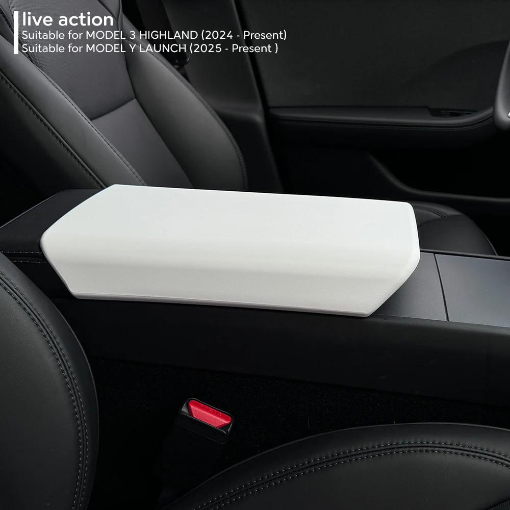 TPE Soft Center Console Armrest Cover for 2025 Tesla Model Y Juniper 2025 Model 3 Lid Accessories with Anti-Slip Waterproof