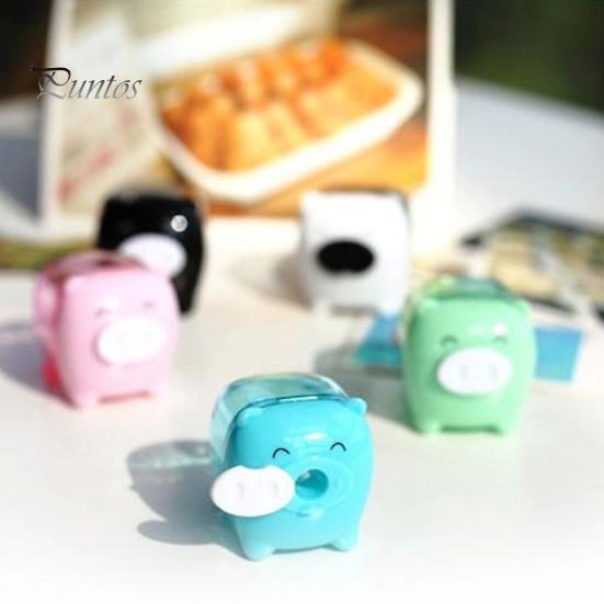 School Manual Pencil Sharpener Pig Shaped Plastic Waste Office Storage Convenient Curler for Desktop