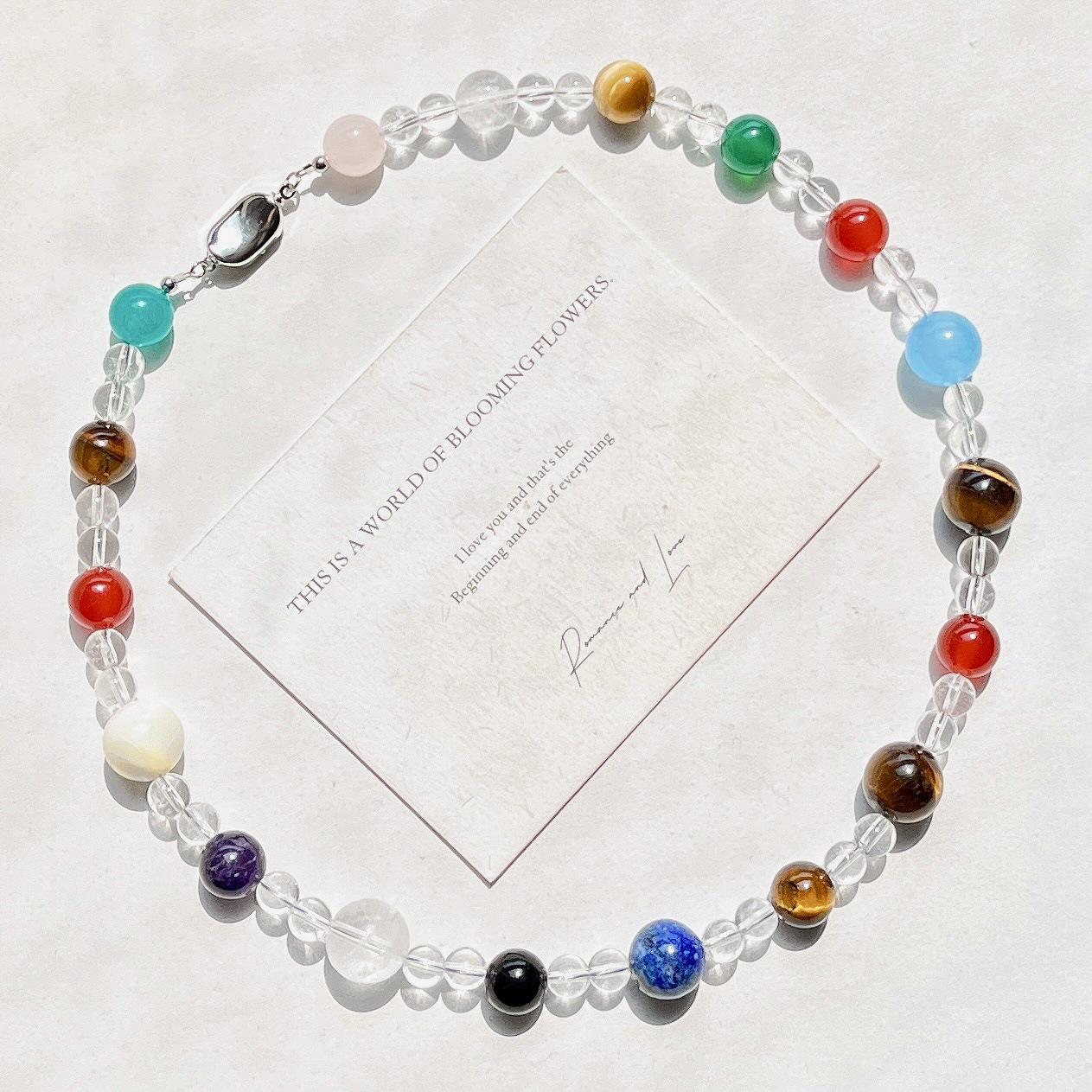 Natural Tianhe Stone Eye Stone Lapis Lazuli White Crystal Amethyst Multi-Treasure Necklace Collarbone Chain