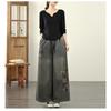 DIMANAF 2025 Plus Size Women Jeans New Long Pants Loose Denim Trousers Big Size Casual Embroidery Floral Autumn