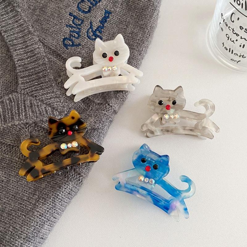 Stylish Cats Acetate Hair Claw Clip Unique Designs Women's Hair Accessory for Daily Outings and Casual Gatherings