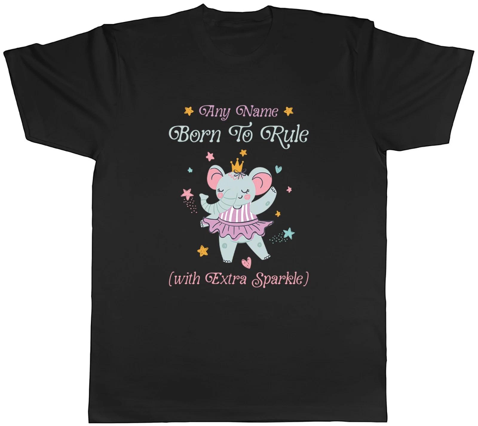 Personalised Name Born to Rule Elephant Princess Mens T-Shirt Tee Gift Top XS