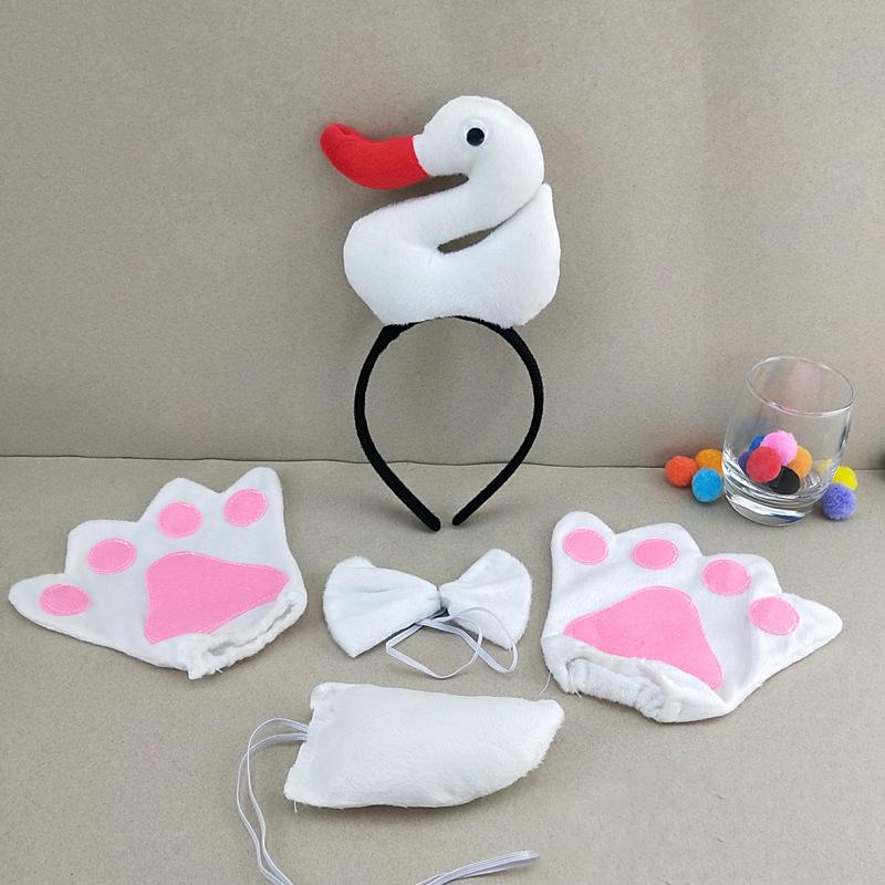 Accessoires de Fête Coq Poulet Canard Oie Bandeau Cosplay Jupe Tutu Queue Gants Ensemble Cadeau d'Anniversaire Halloween Déguisement One Size