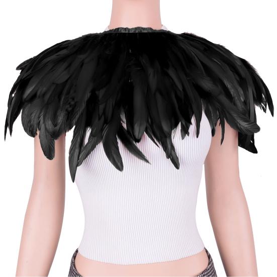 Feather Shawl Bright Color Halloween Parties Cloak Wear As Skirt or Shawl Gothic Style Shawl with Lace-Up Ribbon Costume Accessory