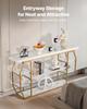 VEVOR Marble Console Table, 3 Tiers Modern Console Table for Open Storage, Golden Geometric Table with Iron Tubes