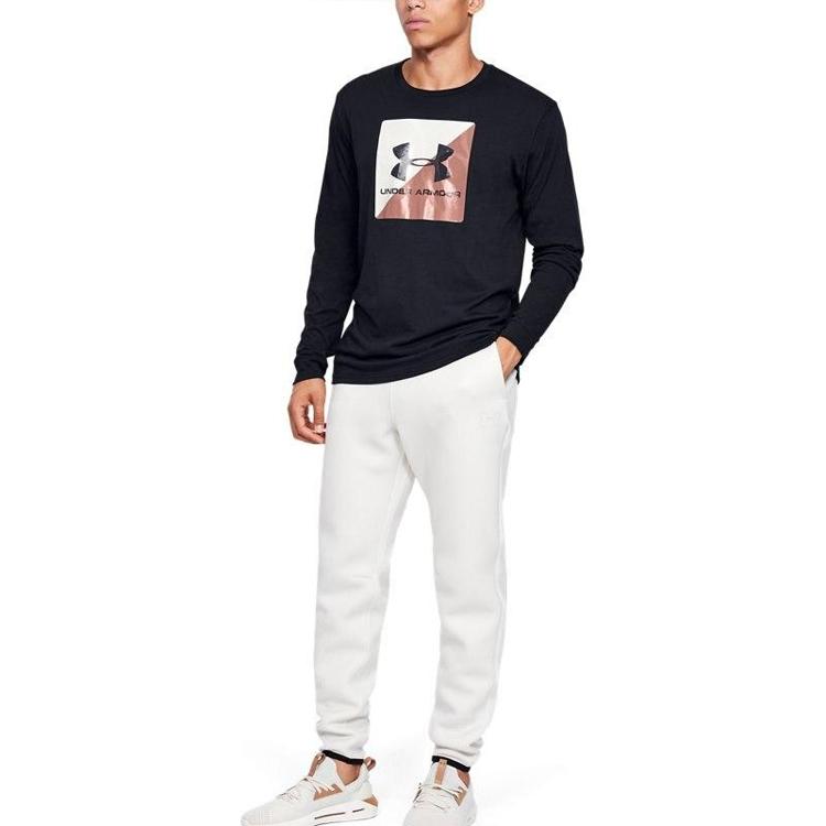 Under Armour Half Logo Long Sleeve Crew Neck T-Shirt Men Tops Black 1351624-001
