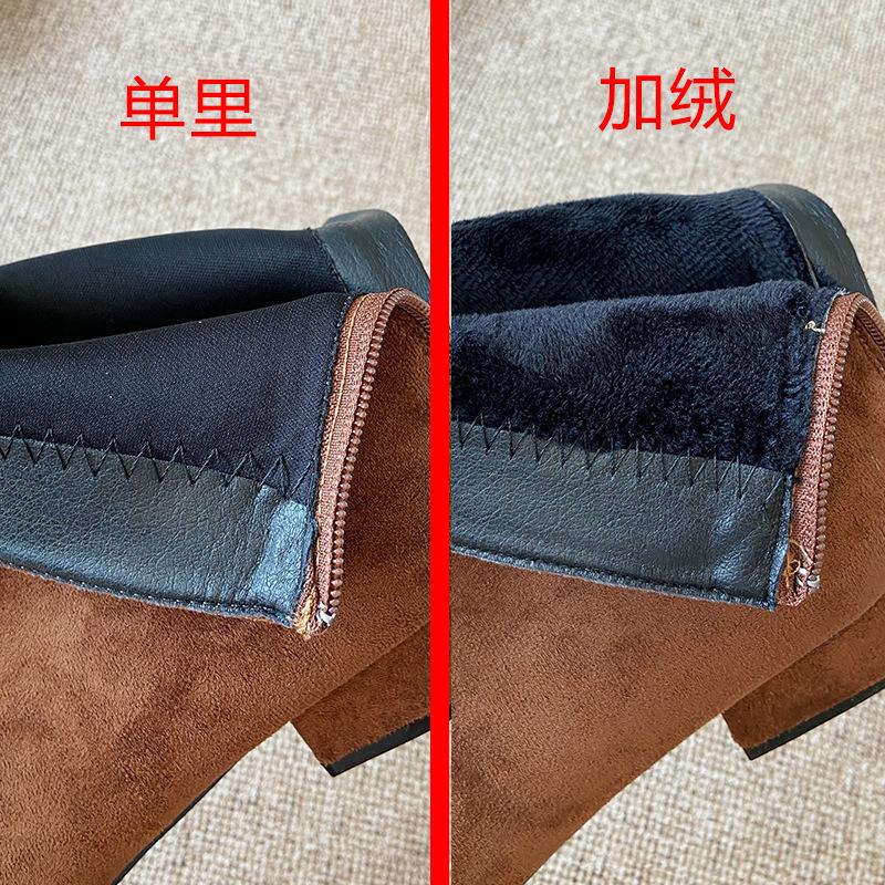 888-7 French retro skinny boots women's outer wear autumn and winter 2025 new models with skirts pointed short boots thick heels