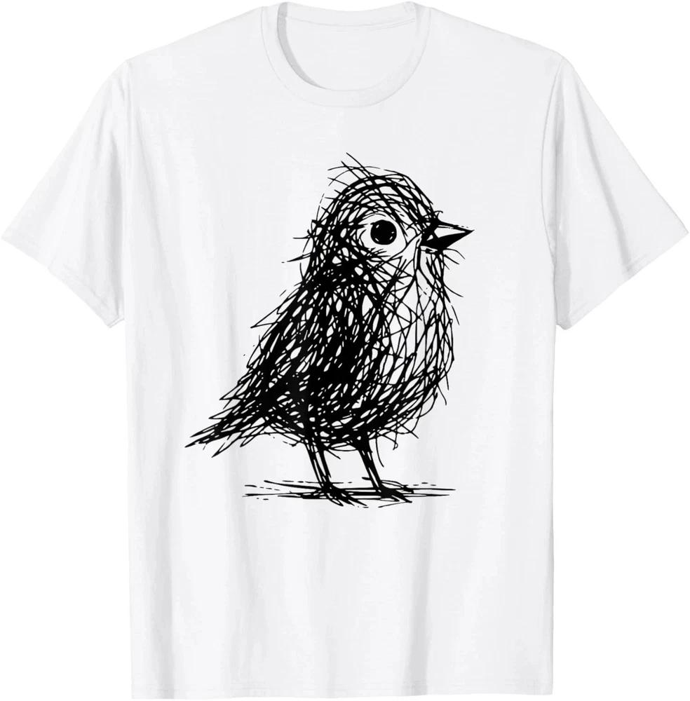 Minimal Line Art Minimalist Abstract Sketch Scribble Bird Unisex TShirt S