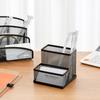 Metal Mesh Pen Holder 2/3 Grids Desk Organizer Holder Creative Metal Storage Box  Pencil