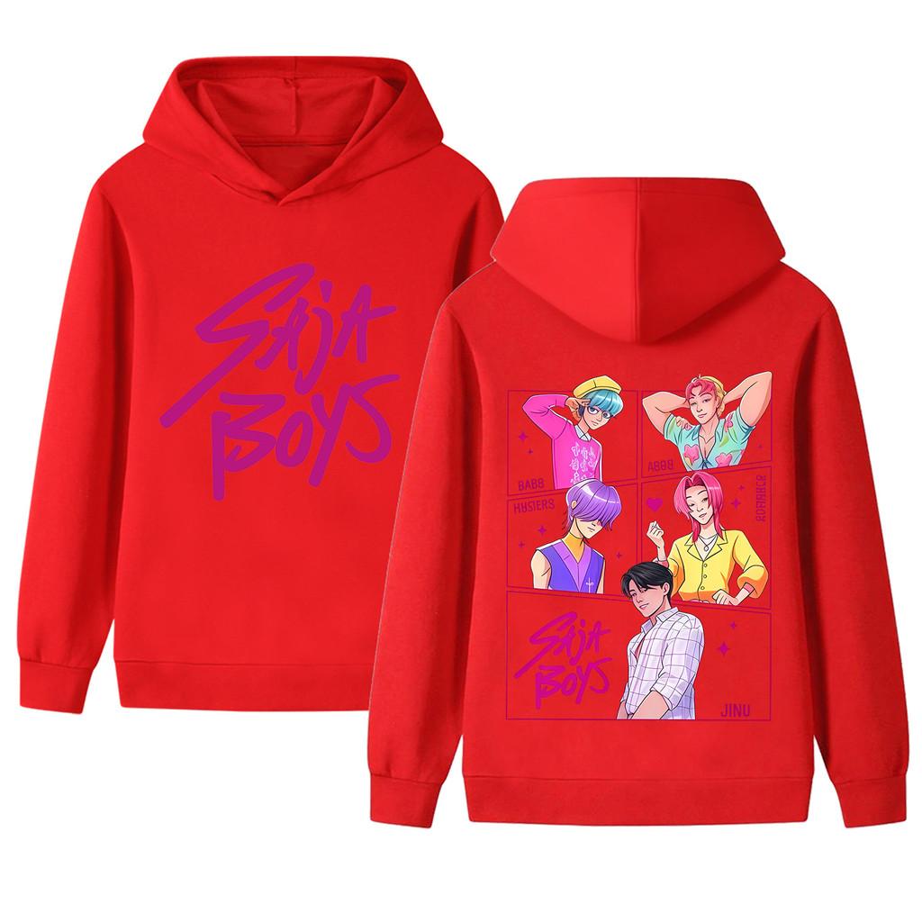 B1217-2 Kids Boys Girls Kpop Rumi Zoey Mira Sajaboys Double-sided Print Long Sleeves Hoodie
