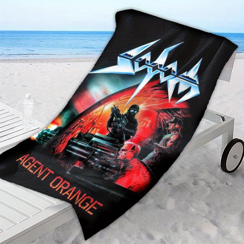 1PC Sodom Agent Orange Metal Band Beach Towel, Quick Dry Lightweight Polyester Towel, Soft Absorbent Fan Merch for Swimming Trav