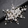 Crushed Hair Clip Barrettes Faux Pearls White Flower Hair Weaving Jewelry for Gown Dress Hairstyle Making Tools