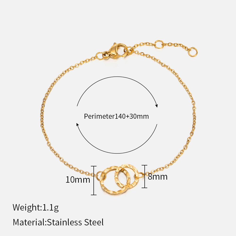 New simple stainless steel gold-plated round interlocking bracelet Korean version hollow beating texture bracelet women's tide