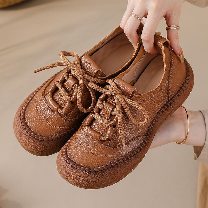 Fashion New autumn tied up flats woman genuine leather moccasins shoes for women luxury comfort flats oxfords shoes ladies casual loafer