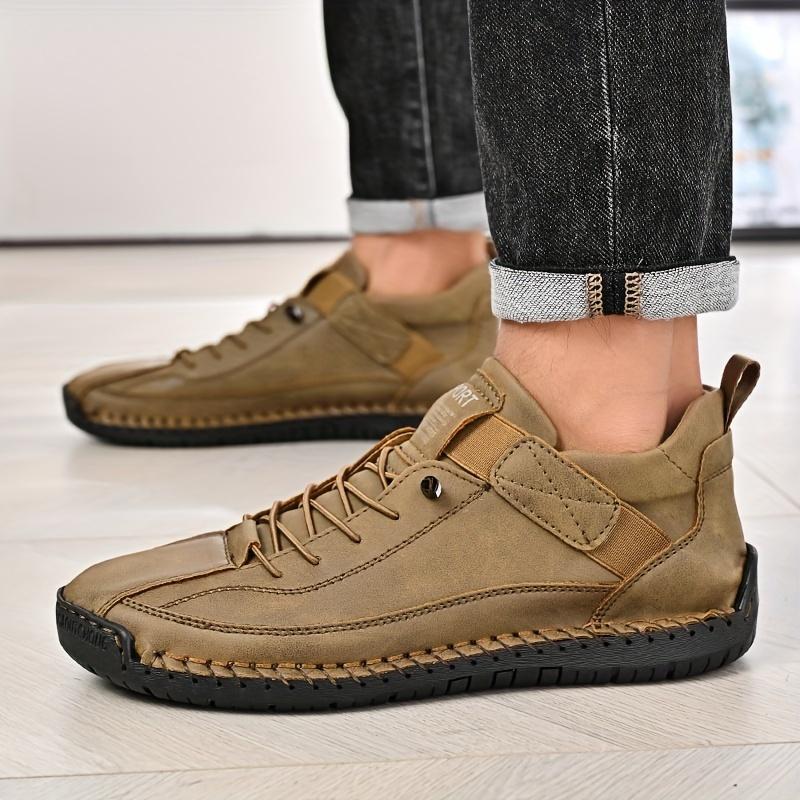 Men's Casual Leather Shoes,Ankle Boots Lightweight Loafers,Mid Top Walking Driving Shoes