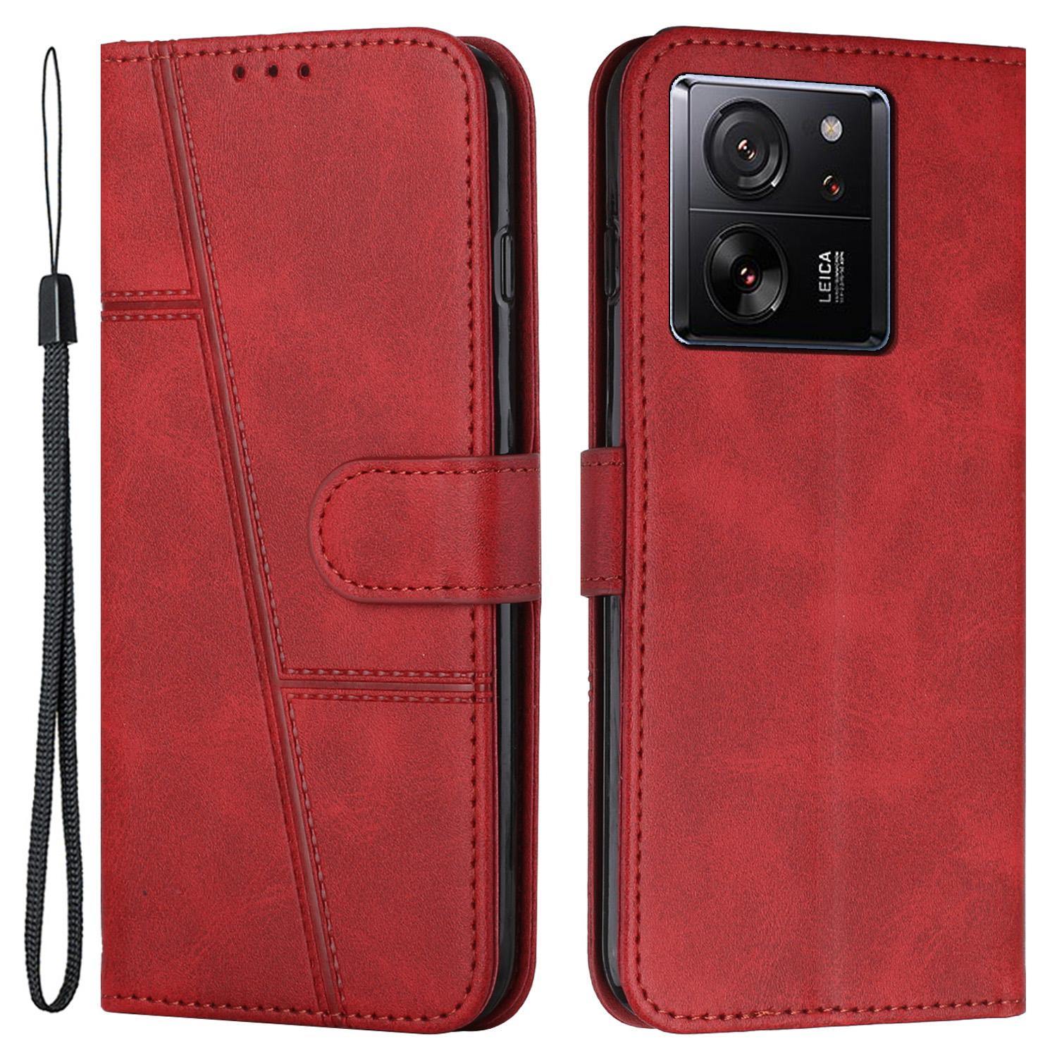 

For Xiaomi 13T/13T Pro/Redmi K60 Ultra Case Wallet Shockproof Phone Stand Cover Red