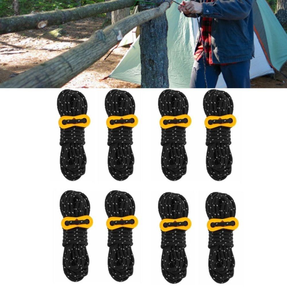 8 Pcs with Aluminum Alloy Buckle Tent Guide Ropes Polyester Guy Lines Guyline Tent Cord  Camping