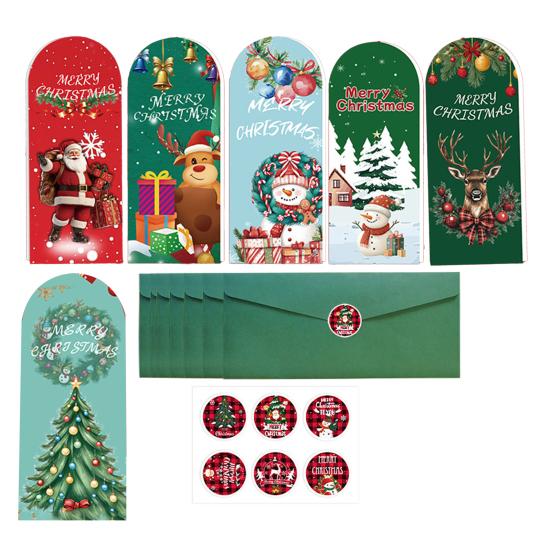 

Набор рождественских поздравительных открыток Складные открытки с наклейками и конвертами Дизайн в рукописном стиле Открытка для праздничных пожеланий B