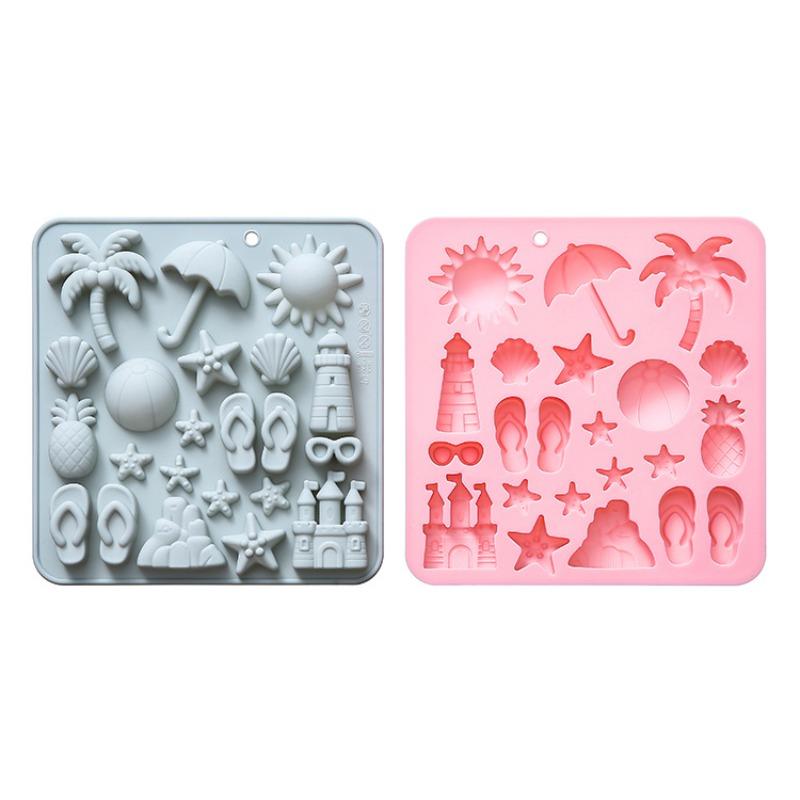 1pcs Beach-themed Chocolate Silicone Molds, Summer Party Ocean Jelly Cookies Ice Cube Baking Molds,  Chocolate Molds