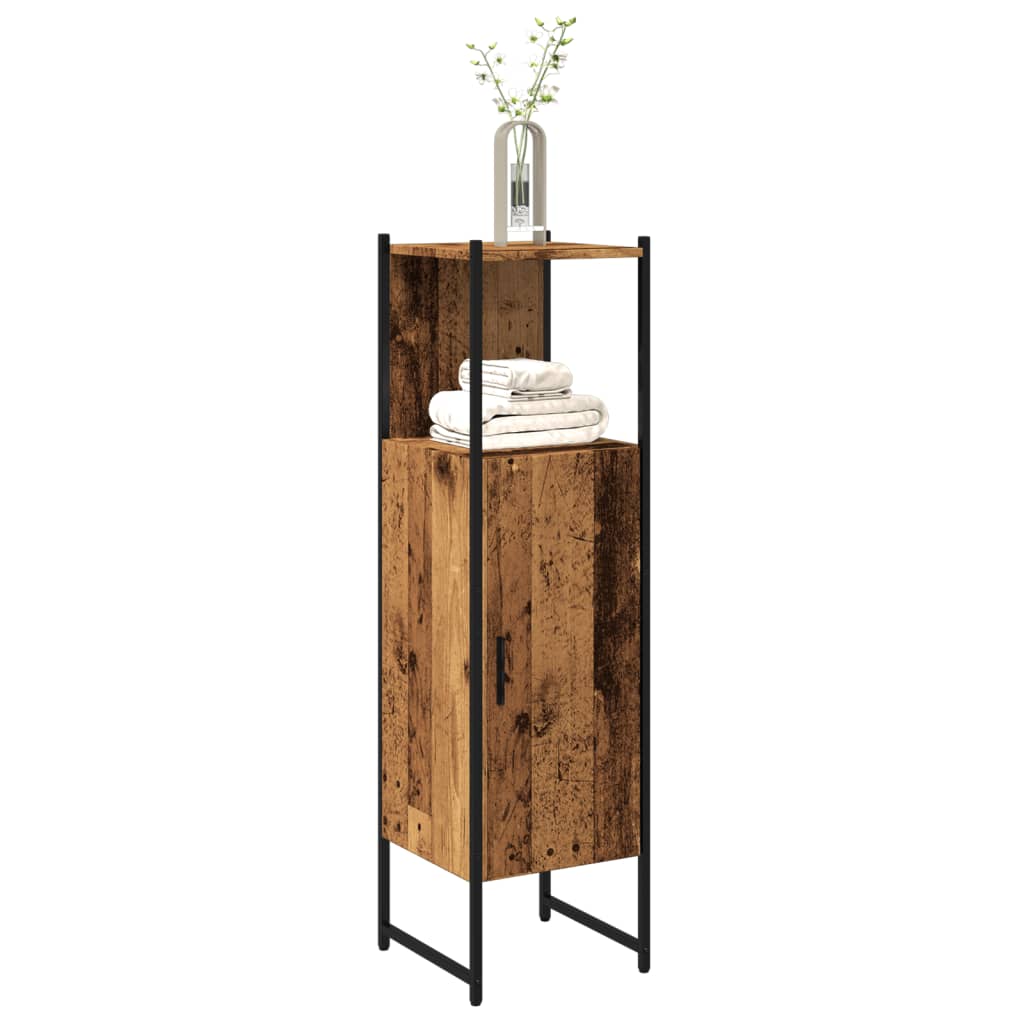 Bathroom Cabinet with Rustic Wood Look 33 x 33 x 120.5 cm Engineered Wood