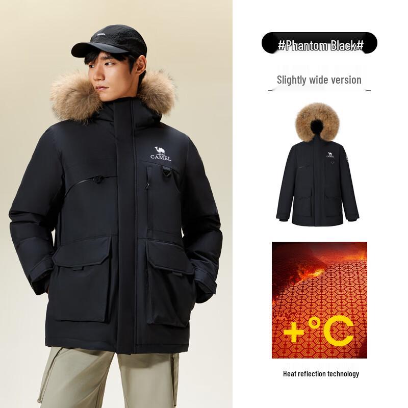 CAMEL Men's Winter Fur Collar Parker Down Jacket