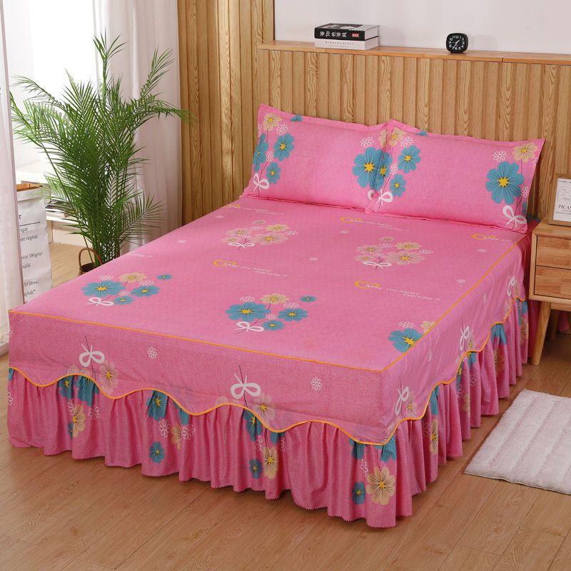 Home Textile Bedcover European Style Bedspread Polyester Cotton Bed Skirts Flowers Colourful Bed Linings150X200cm Queen Size