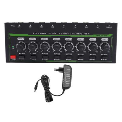 8-Kanal Stereo Kopfhörerverstärker 6,35MM Schnittstelle Unabhängige Lautstärkeregelung Kopfhörer-Amp mit