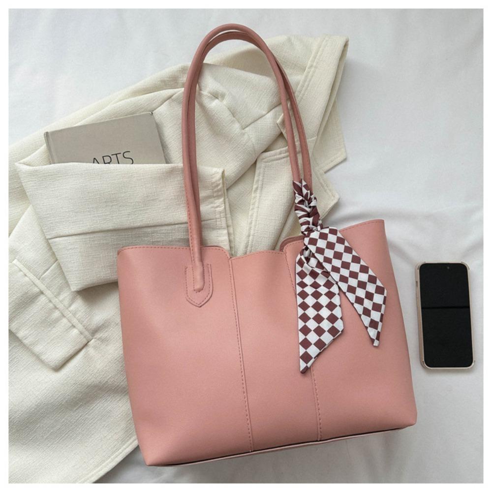 

Commuting PU Leather Shoulder Bag French Style New Design Tote Bag Retro Underarm bag Women розовый