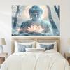 Buddha Tapestry Wall Hanging White Lotus Zen Decor for Meditation Room Home Spiritual Yoga Studio Minimalist Enlightenment Art